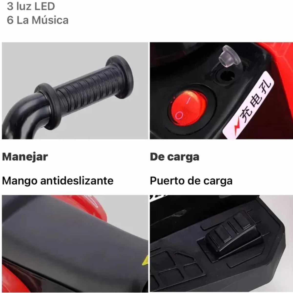 GENERICO - Moto eléctrica a bateria cuatro ruedas para niños  Rojo