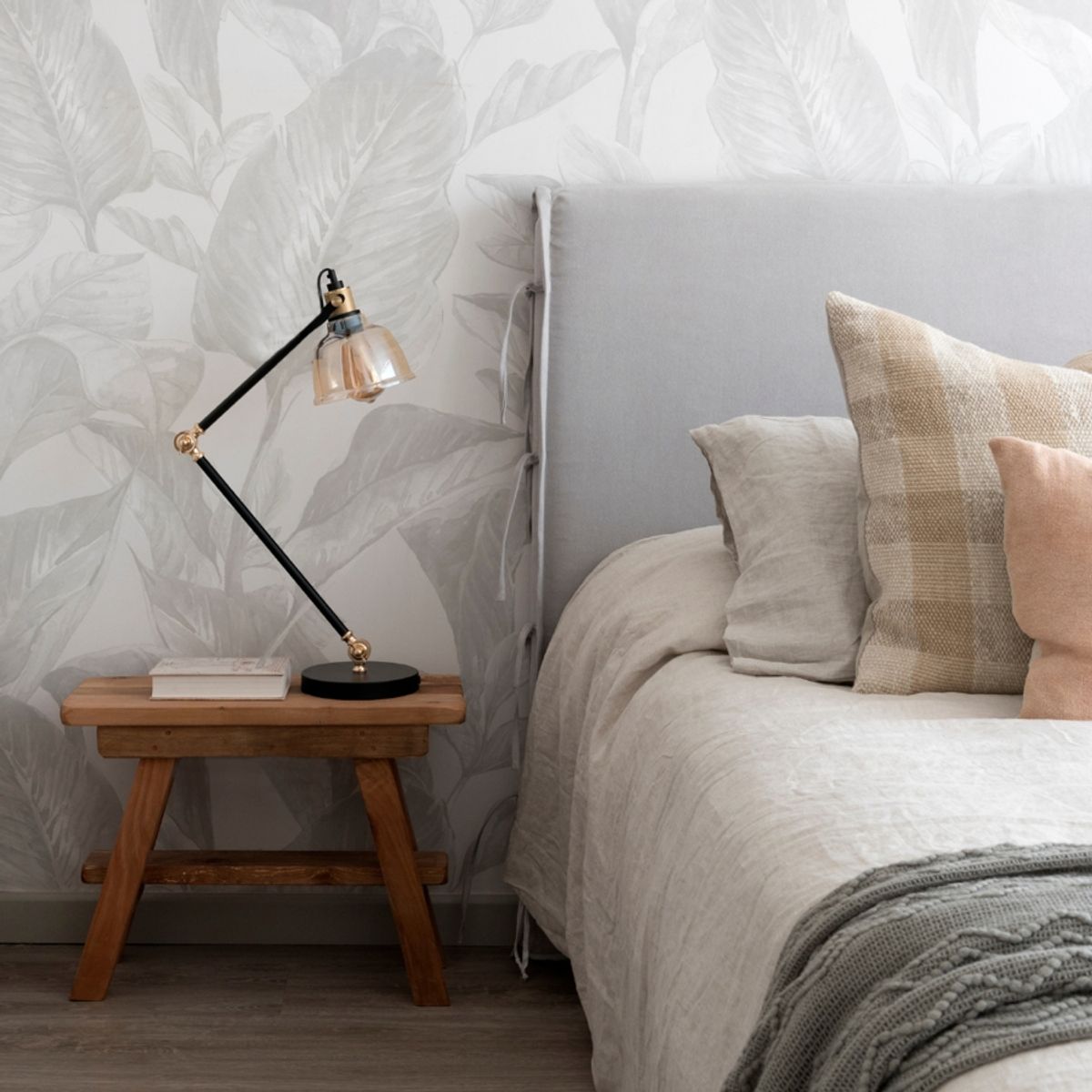 KABECEROS - RESPALDO CON FUNDA LAVABLE CON AMARRAS - 2 PLAZAS - GRIS CLARO