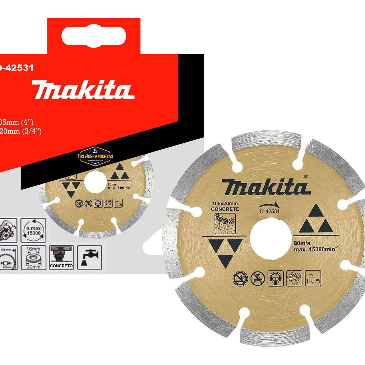 MAKITA - Disco Diamantado Segmentado 105x20mm + Anillo Makita D-42531