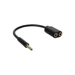 PHILCO - Adaptador de Audio de 3.5 mm a 2 salidas 3.5 mm Audio y Mic - Negro