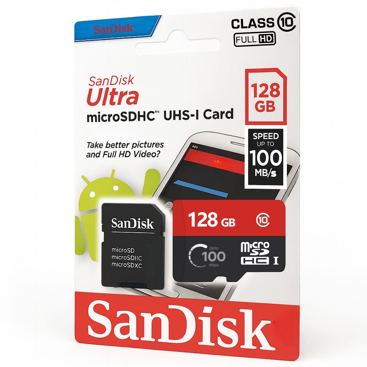 SANDISK - Memoria Micro SD Sandisk 128 GB 100Mbps Clase 10 Deluxe