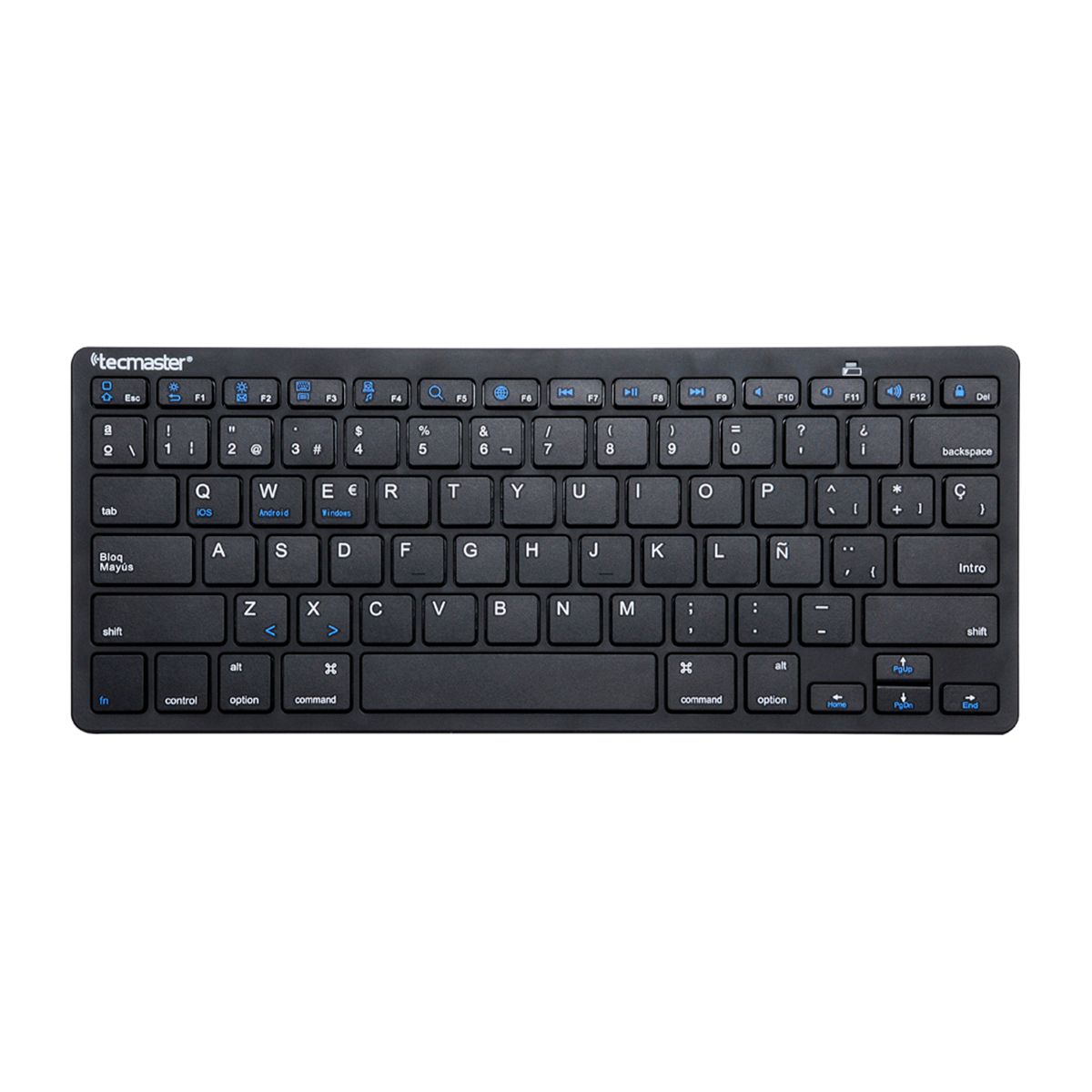 TECMASTER - Mini Teclado Inalámbrico Bluetooth Flat Keys Ultra Compacto