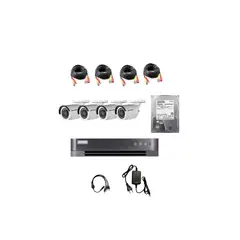 HIKVISION - KIT DVR 4 Camaras de Seguridad HD 1TB Full Pack - Negro