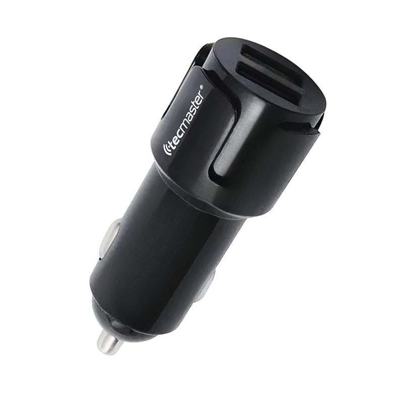 TECMASTER - Cargador 12V/24V para Auto Dual USB 2.4A Tecmaster TM-200507 - Negro