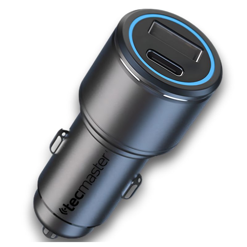 TECMASTER - Cargador de Auto 12V Type-C + USB Power Delivery/ QC 42W Max