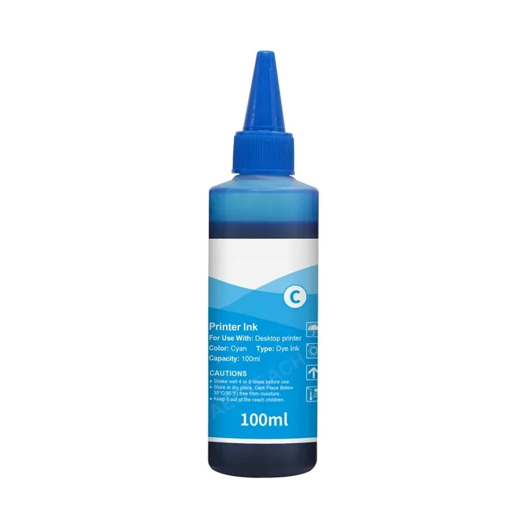 Tinta para Recargar Impresoras 100ML Cyan Premium Quality - Azul