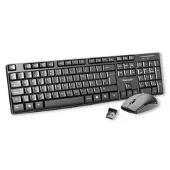TECMASTER - Kit Teclado y Mouse Inalambrico Multimedia 100512 - Negro