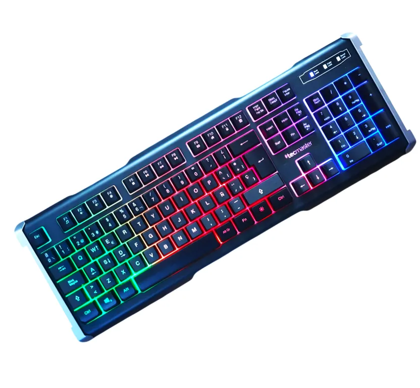 TECMASTER Teclado Gamer Retro Iluminado RGB Lk100D Pc/Ps4/Xbox