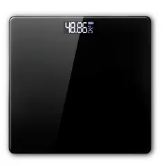 DBLUE - Bascula Digital de Vidrio Templado 180KG Max Black WS39BK - Negro