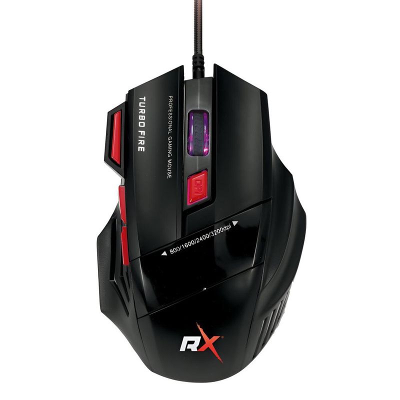 REPTILEX - Mouse Gamer 7 Botones 3200 DPI + Turbo Fire Reptilex Rx0006 - Negro