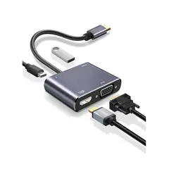 ULINK - Hub Adaptador 4 en 1 Type-C a HDMI 4K + VGA + USB 3.0+ USB C - Gris