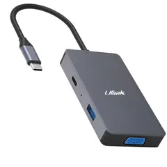 ULINK - Hub Adaptador Type-C (5en1) 4K HDMI X2/ VGA/ Type-C/ USB 3.0