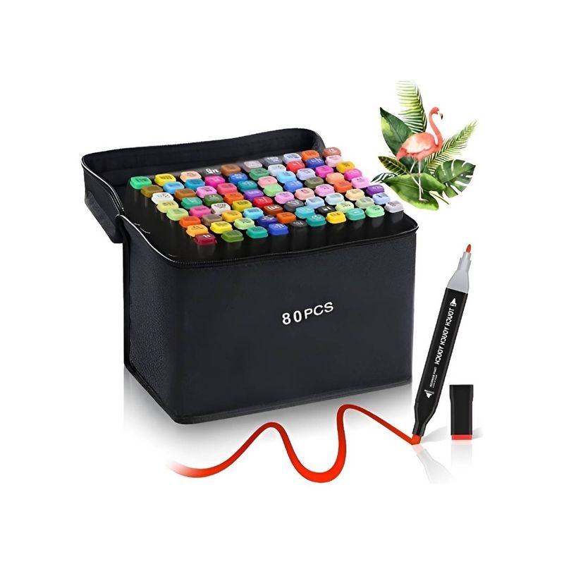 U BUY - Set 80 Marcadores De Alcohol Plumon Doble Punta Permanentes