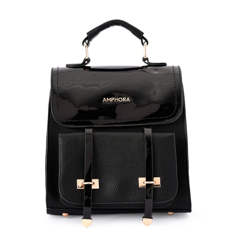 AMPHORA - Mochila Con Tapa Pequeña Kelly Negro