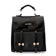 AMPHORA - Mochila Con Tapa Pequeña Kelly Negro