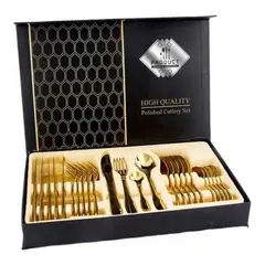 U BUY - Set Cubiertos Acero Inoxidable 24 Piezas Color Oro