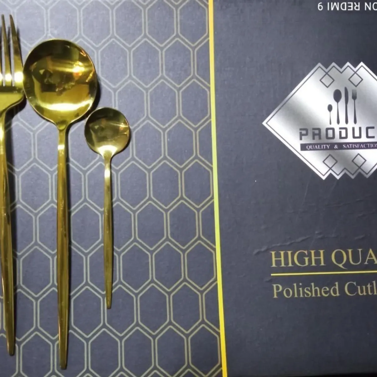 U BUY - Set Cubiertos Acero Inoxidable 24 Piezas Color Oro