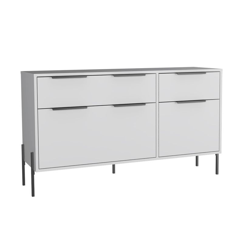 FMFURNITURE - Comoda 4 Cajones - Blanco 69x120x35 cm