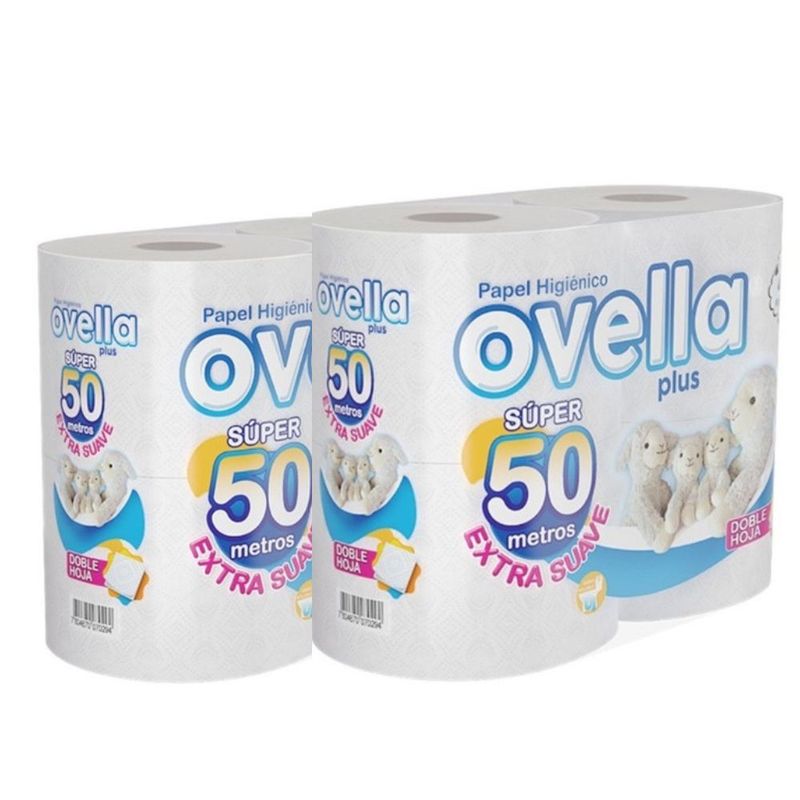 GENERICO - Papel higiénico Ovella 50 mts x 8 rollos (400 mts)