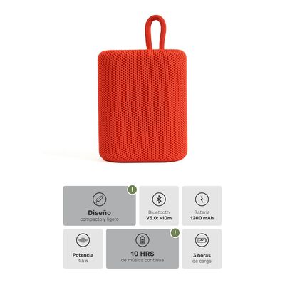 Imagen 2 del producto Parlante Portatil Bluetooth Tune Up Rojo