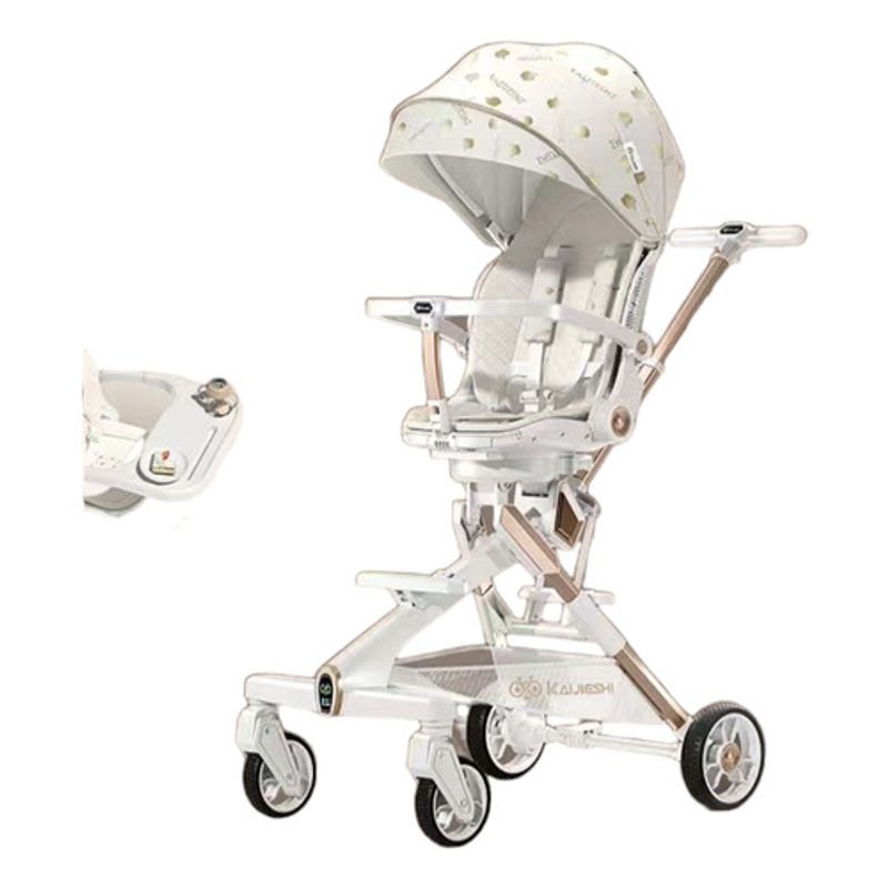 LUBABYCAS - Coche De Paseo 360° Con Mesita Lubabycas Blanco
