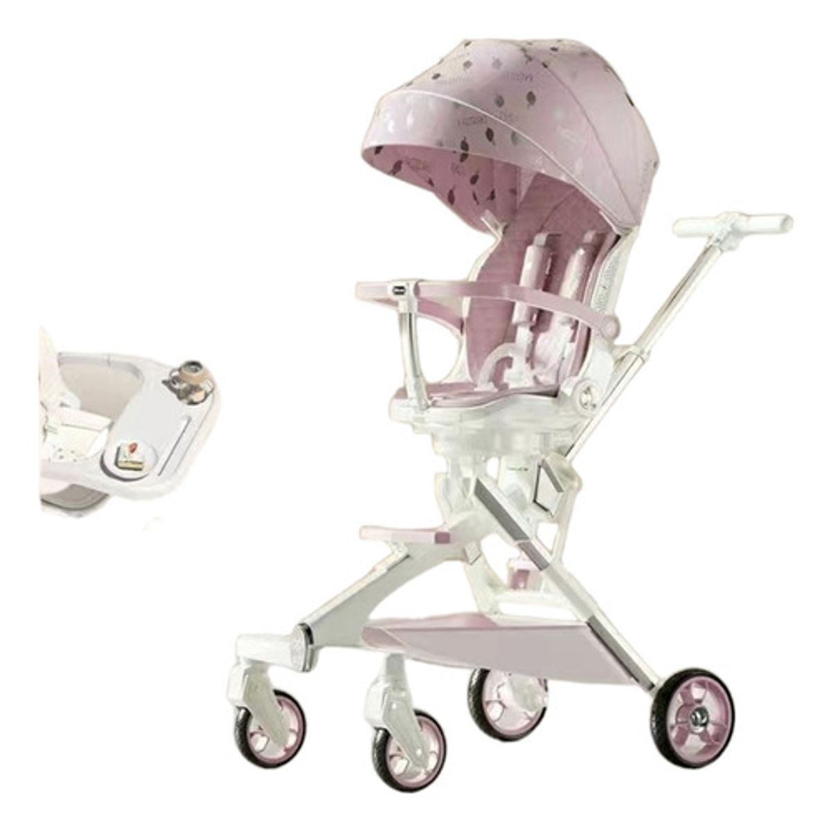 LUBABYCAS - Coche De Paseo 360° Con Mesita Lubabycas Rosado