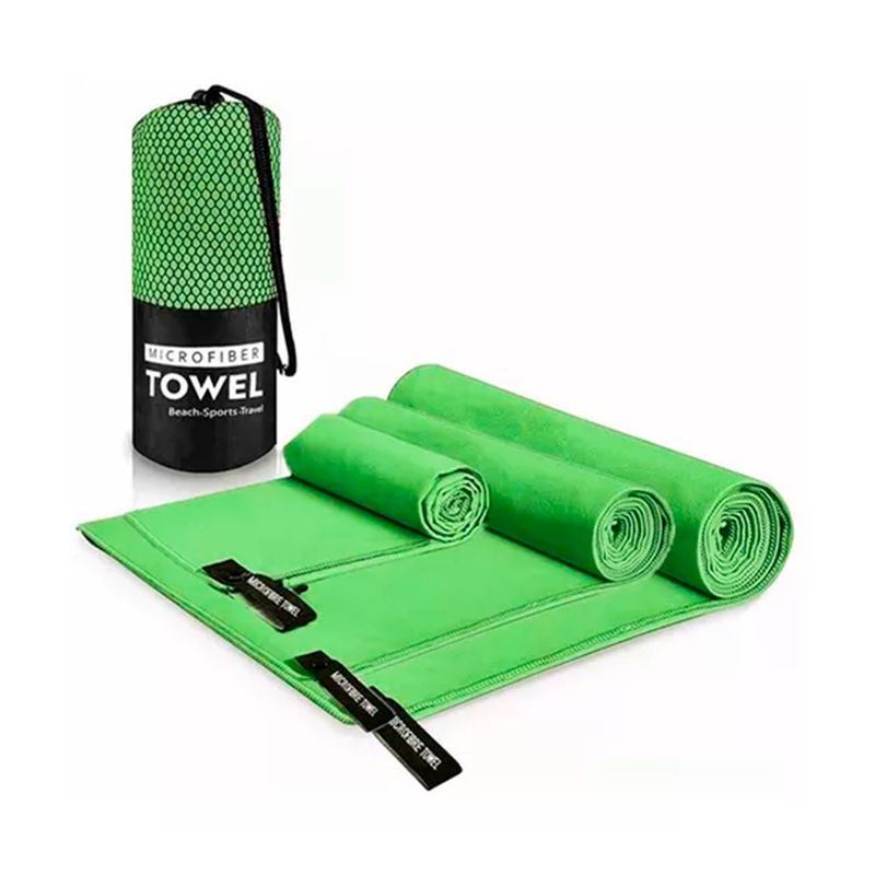 GENERICO - Set 3 Toalla Baño De Microfibra Secado Rápido Verde