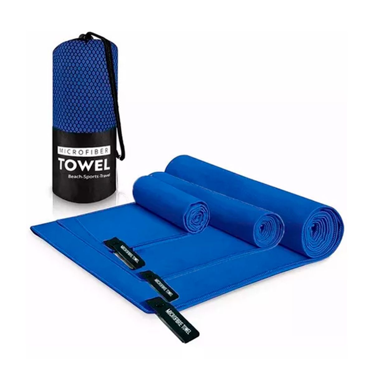 GENERICO - Set 3 Toalla Baño De Microfibra Secado Rápido Azul