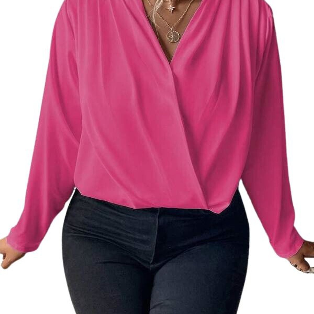 GENERICO - Blusa Fucsia de Cuello Cruzado