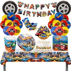 GENERICO - Pack Decoración Globos Cotillón Hot wheels cumpleaños