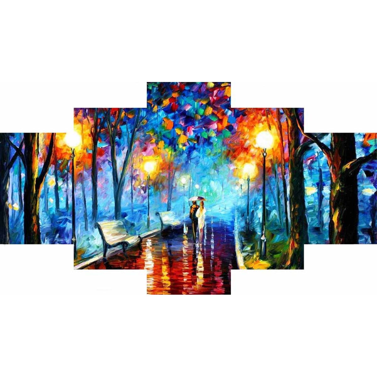 GENERICO - Cuadro Poliptico De 150x80 Tarde de otoño