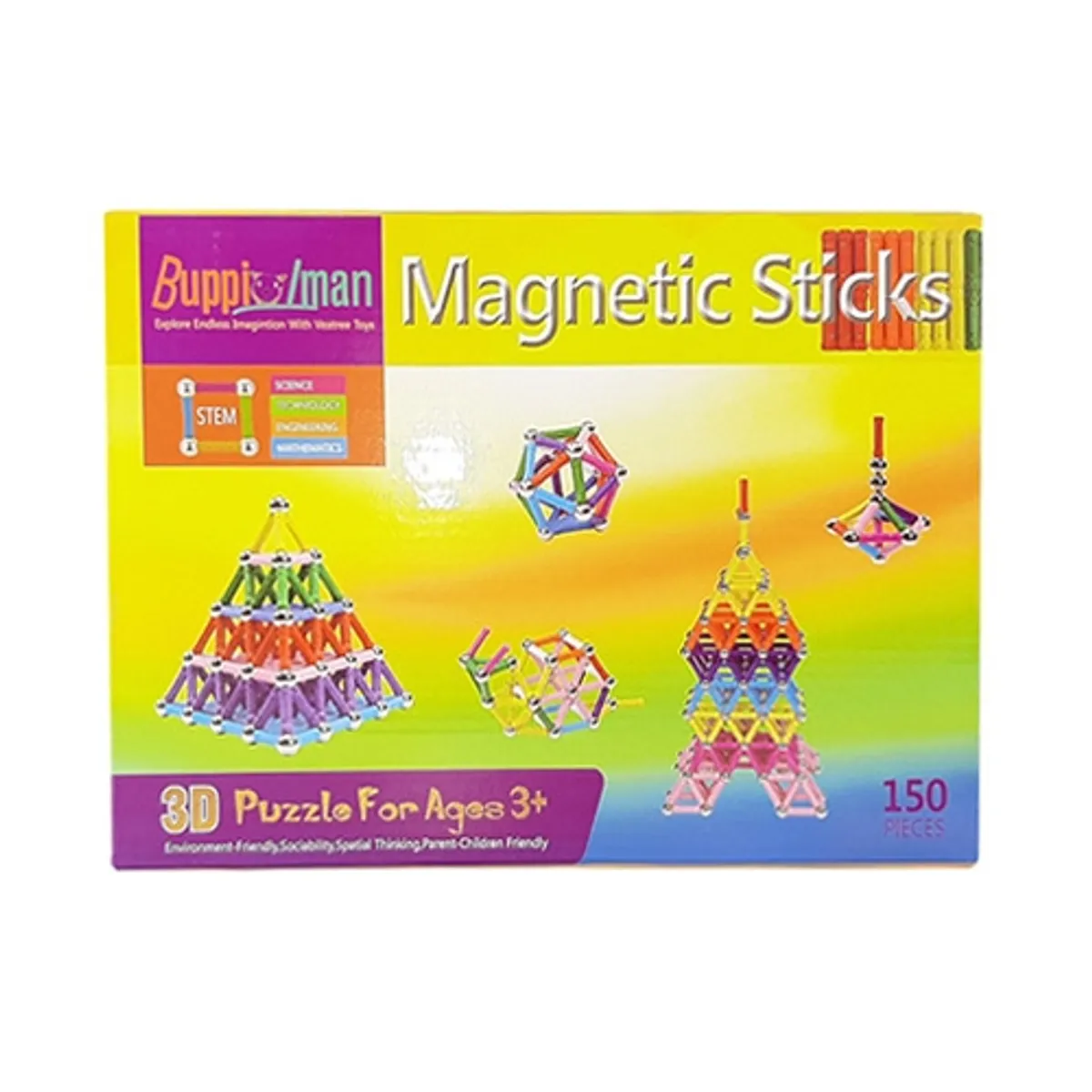 GENERICO - Kit Bloques Magnéticos Construcción Buppi Toys 150 PCS Imán-