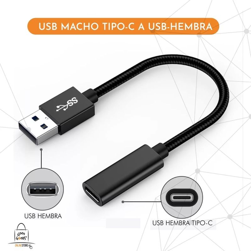 GG GOODGOODS - Cable Adaptador Usb Otg Macho A Usb C Hembra para Phone PC Tablets