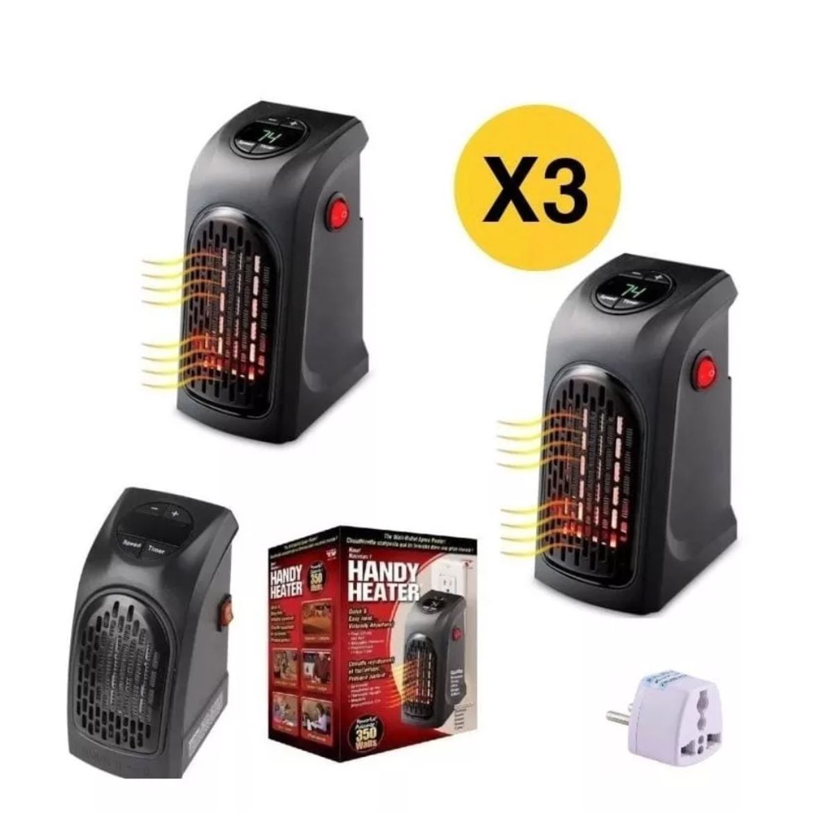 GENERICO - 3 x Calefactor Stufa Portátil Electrico 400w