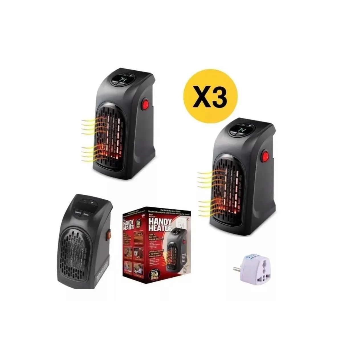 GENERICO - 3 x Calefactor Stufa Portátil Electrico 400w