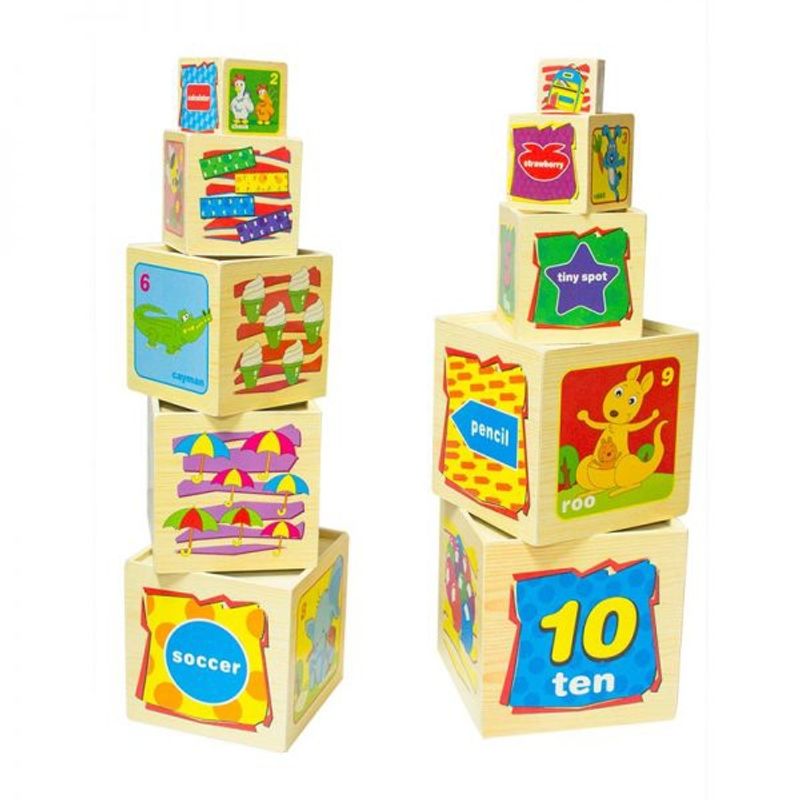 GENERICO - Juego Torre 10 cubos de madera-