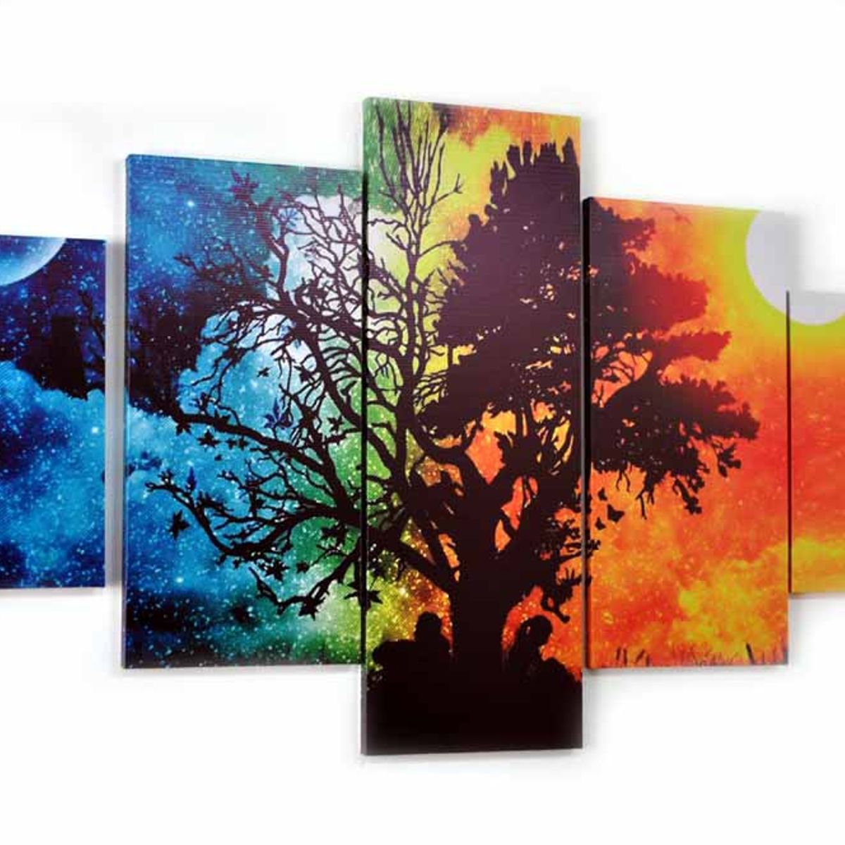 GENERICO - Cuadros Polipticos De 150x80 Arbol de la Dualidad