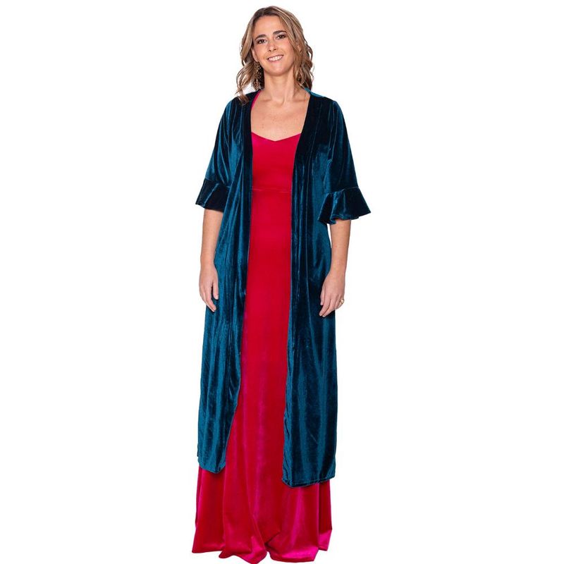 MARIA PASKARO - Tapado Kimono Largo Vuelos Petroleo Terciopelo Maria Paskaro - Negro