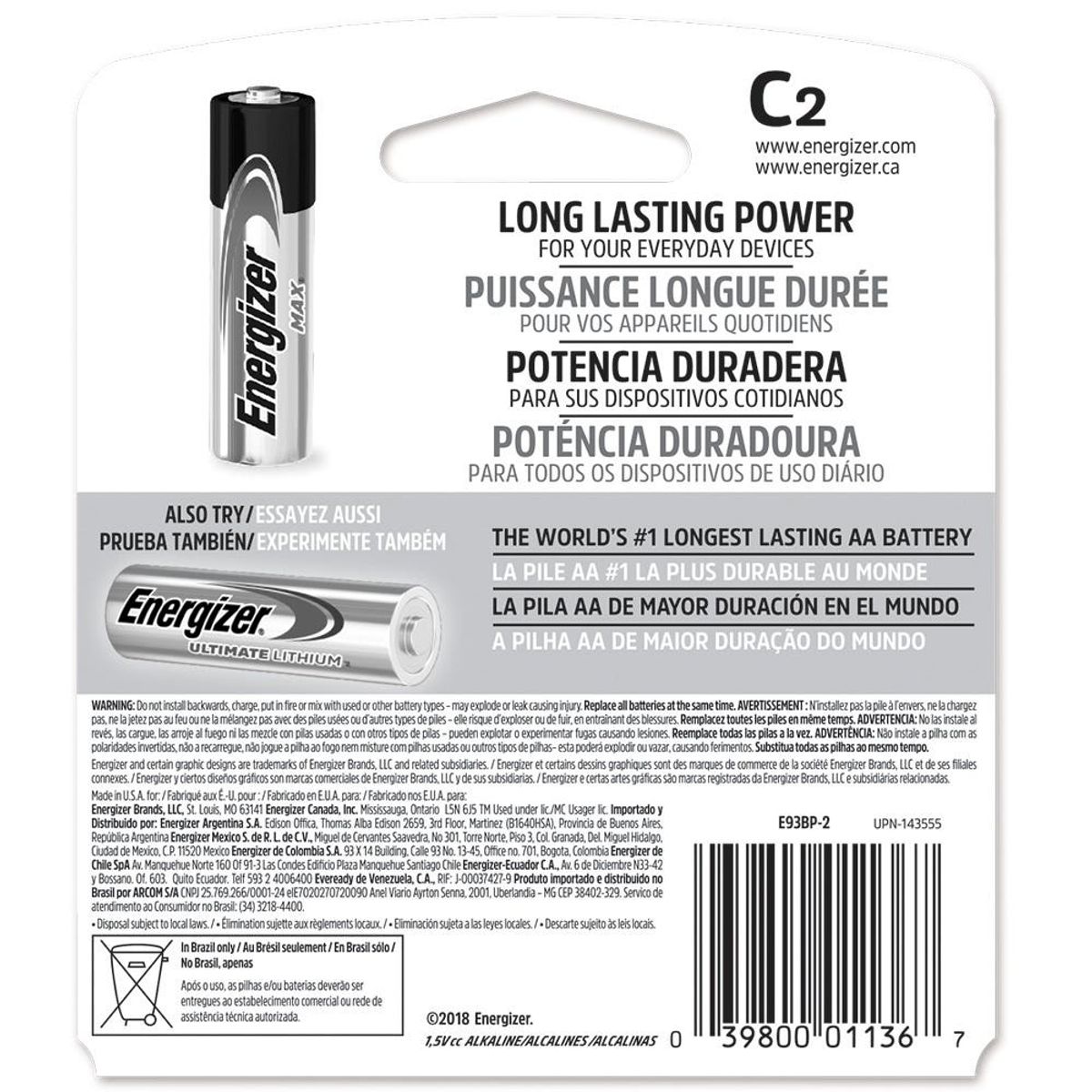 ENERGIZER - BLISTER PILAS TAMANO C X 2 ENERGIZER