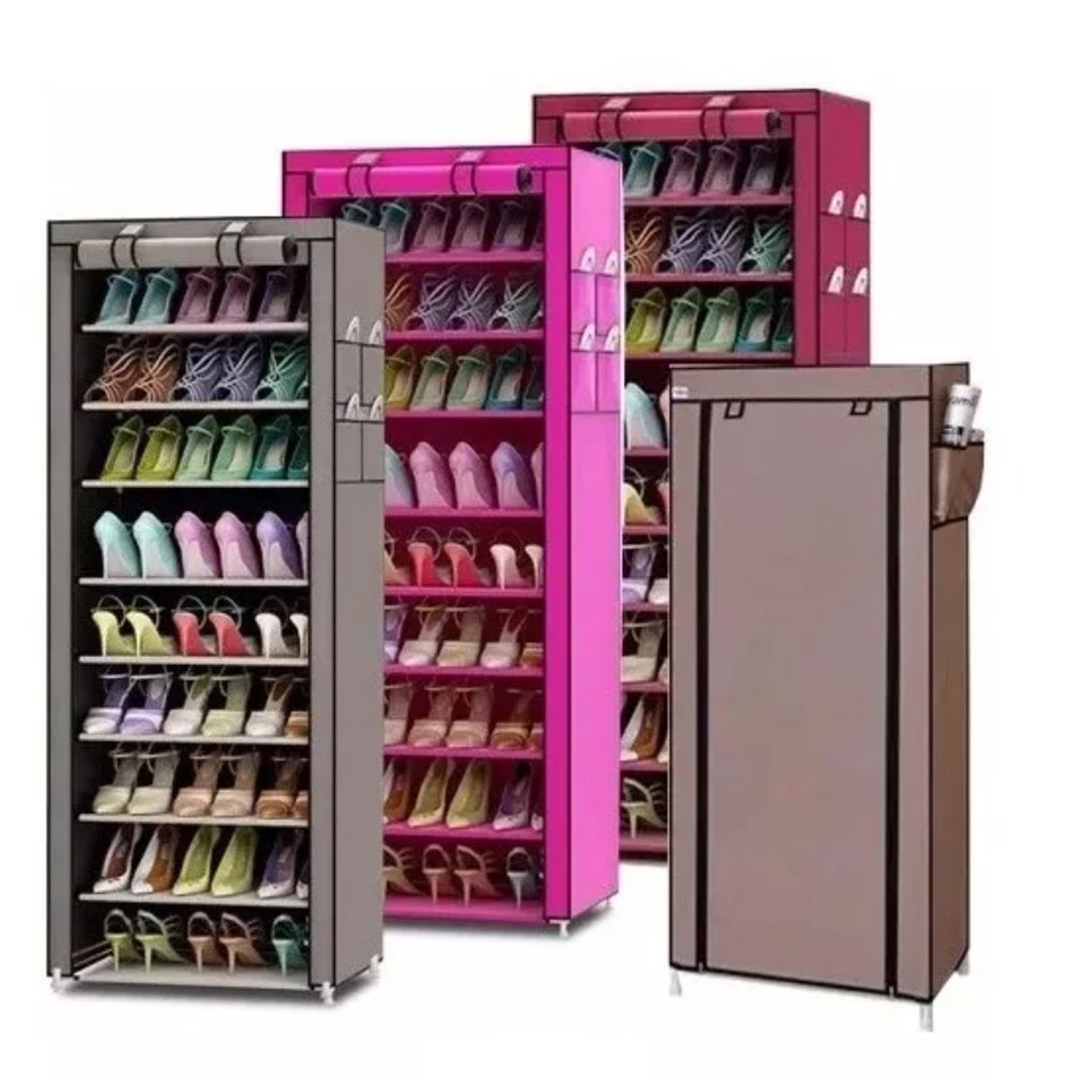 GENERICO - Organizador De Zapatos Armable Zapatero 9 Pisos Fucsia PACK X3