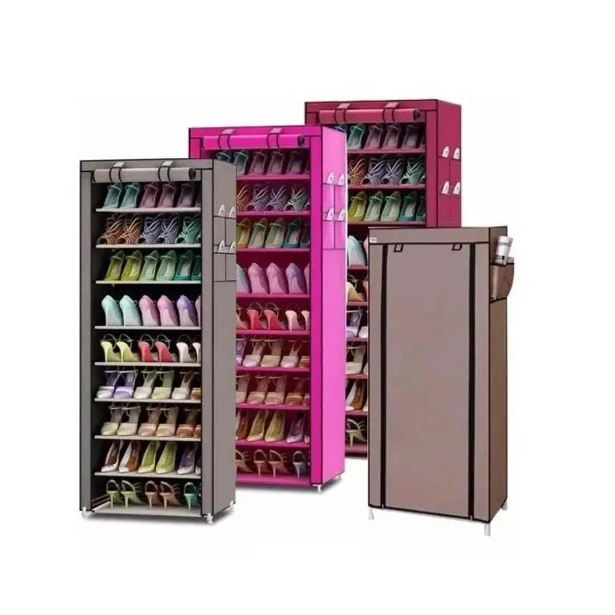 GENERICO - Organizador De Zapatos Armable Zapatero 9 Pisos Fucsia PACK X3