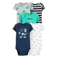 Pack 5 Bodys Manga Corta Animales Infantiles Algodón Surtido