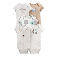 Pack 5 Bodys Manga Corta Cute Boy Teddy Bear 100% Algodón