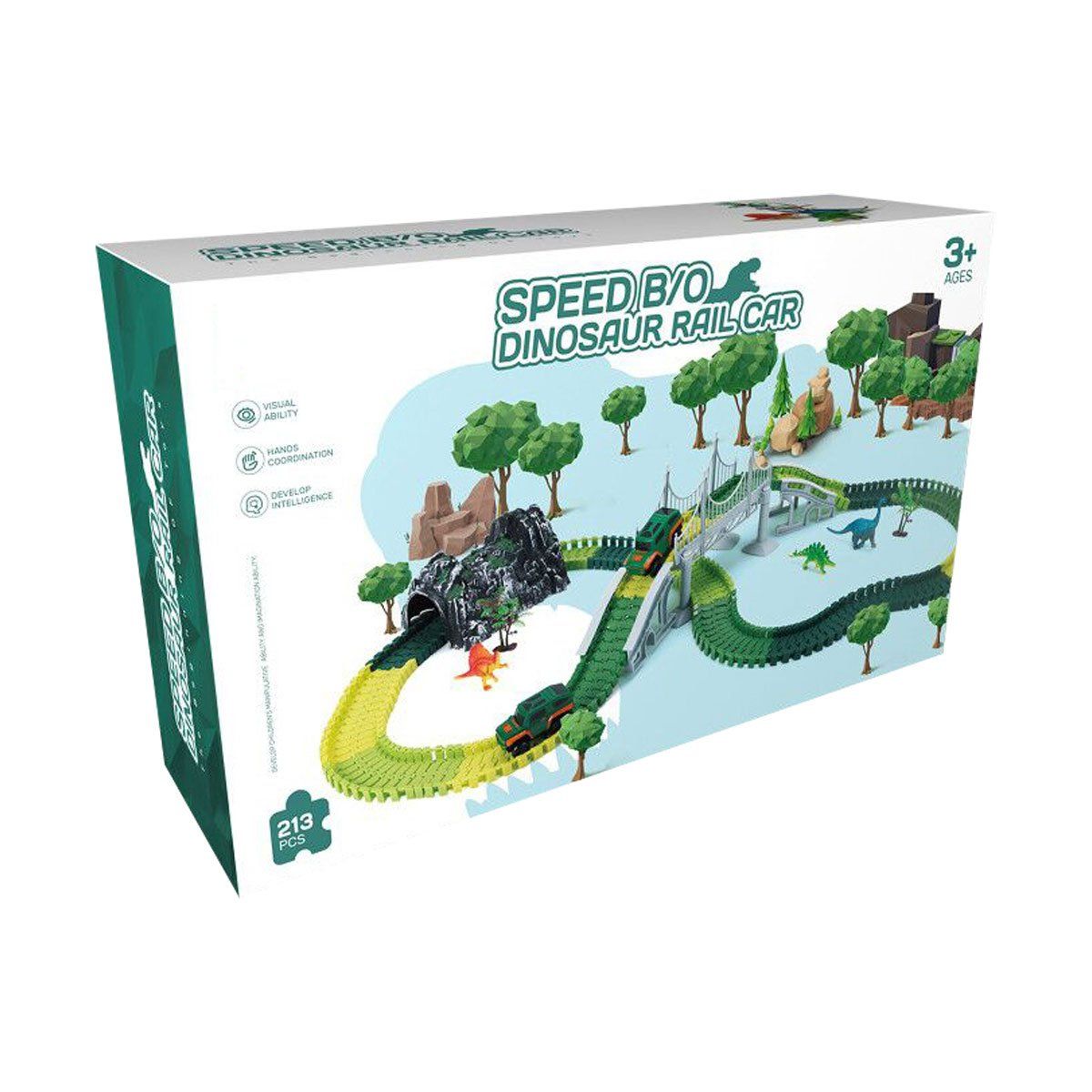 MAGNETICS - Pista Rápida de Autos Dinosaurios 213 Piezas