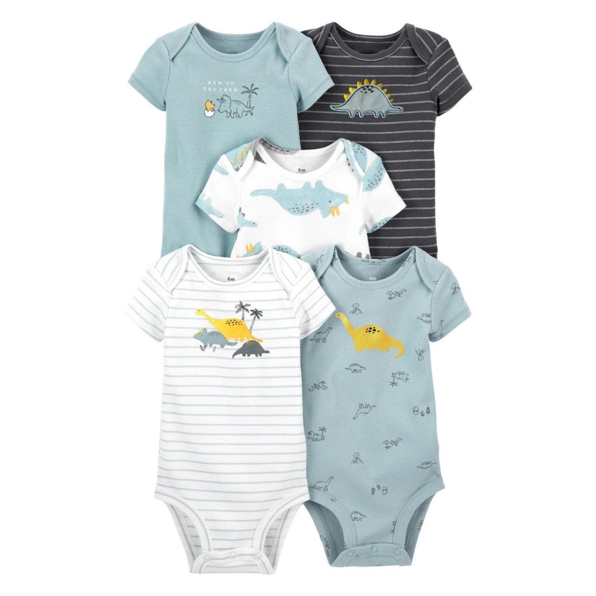 TEDMIMAK - Pack 5 Bodys Tedmimak Mundo Dinosaurio Manga Corta 100% Algodón