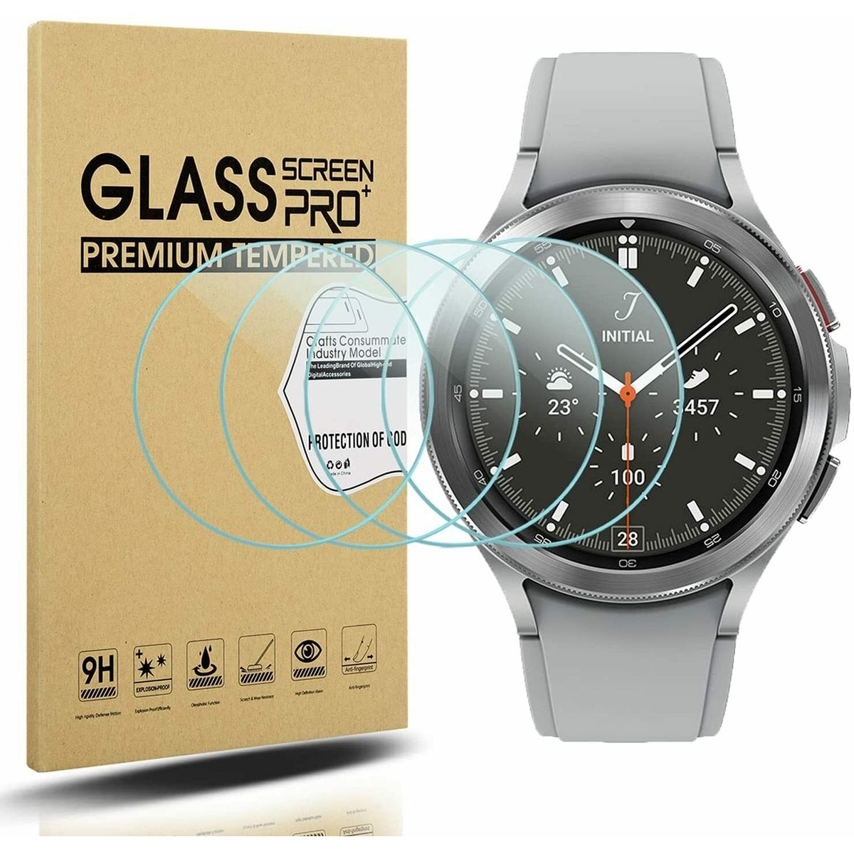 GENERICO - 4 - Lámina Vidrio Samsung Galaxy Watch 4 46mm.
