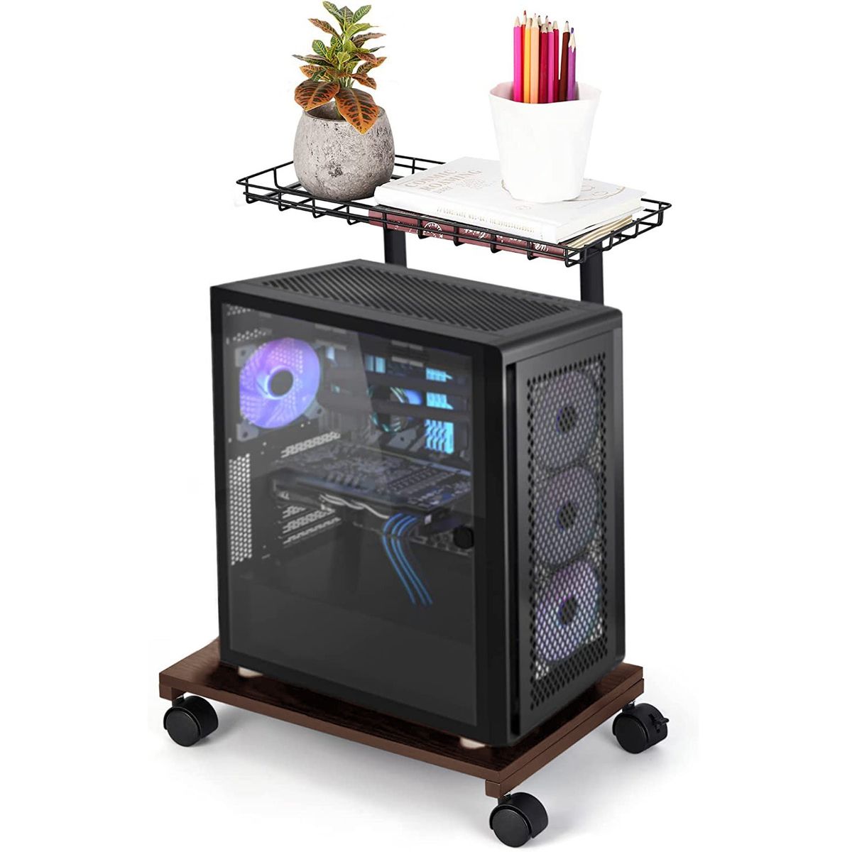 NEWO - Mueble CPU con ruedas y bandeja superior NW-CPU23