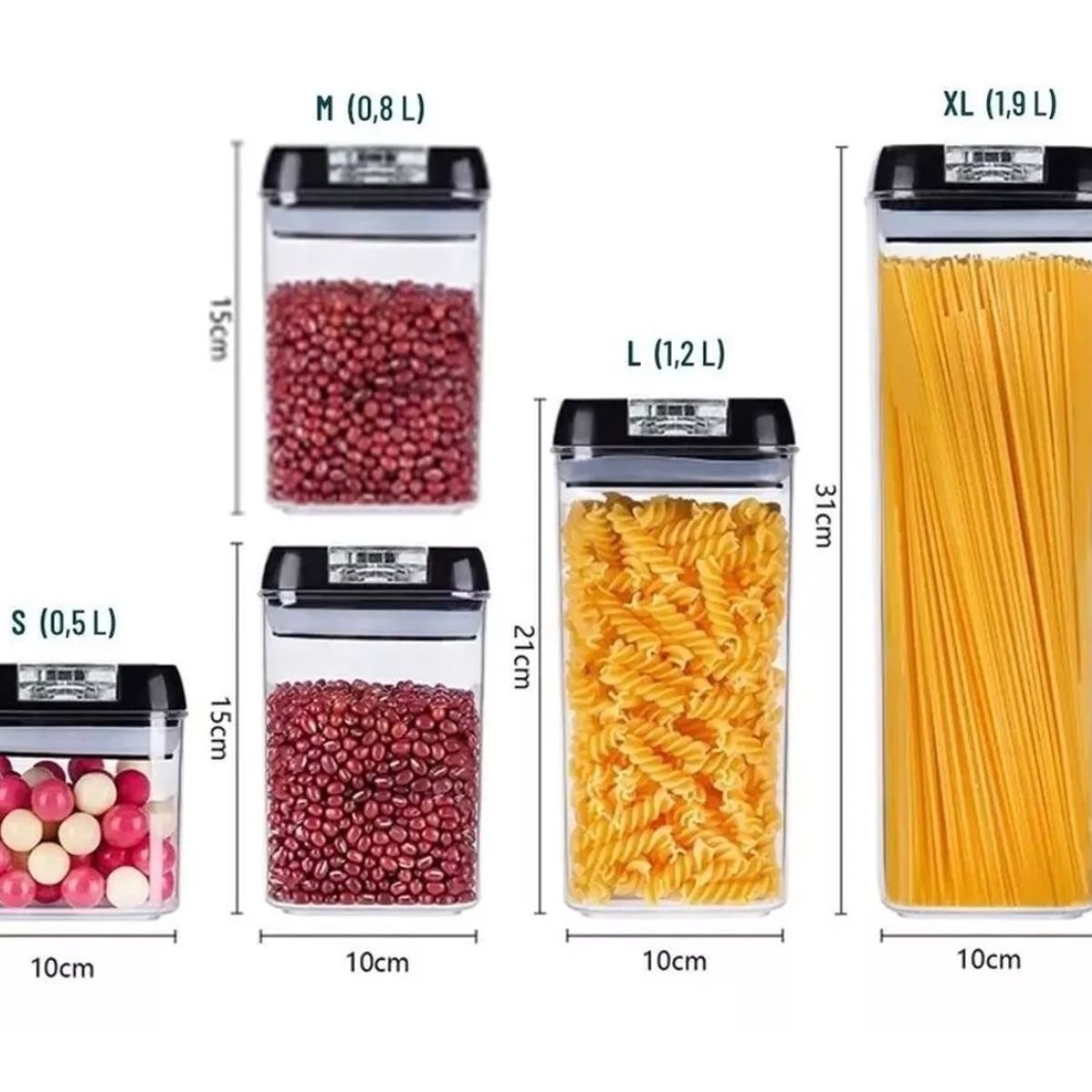 GENERICO - Contenedores Alimento Hermeticos Set 5 Piezas Cierre Facil