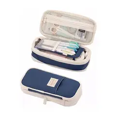 GENERICO - Estuche De Lápices Doble Capa De Gran Capacidad Azul