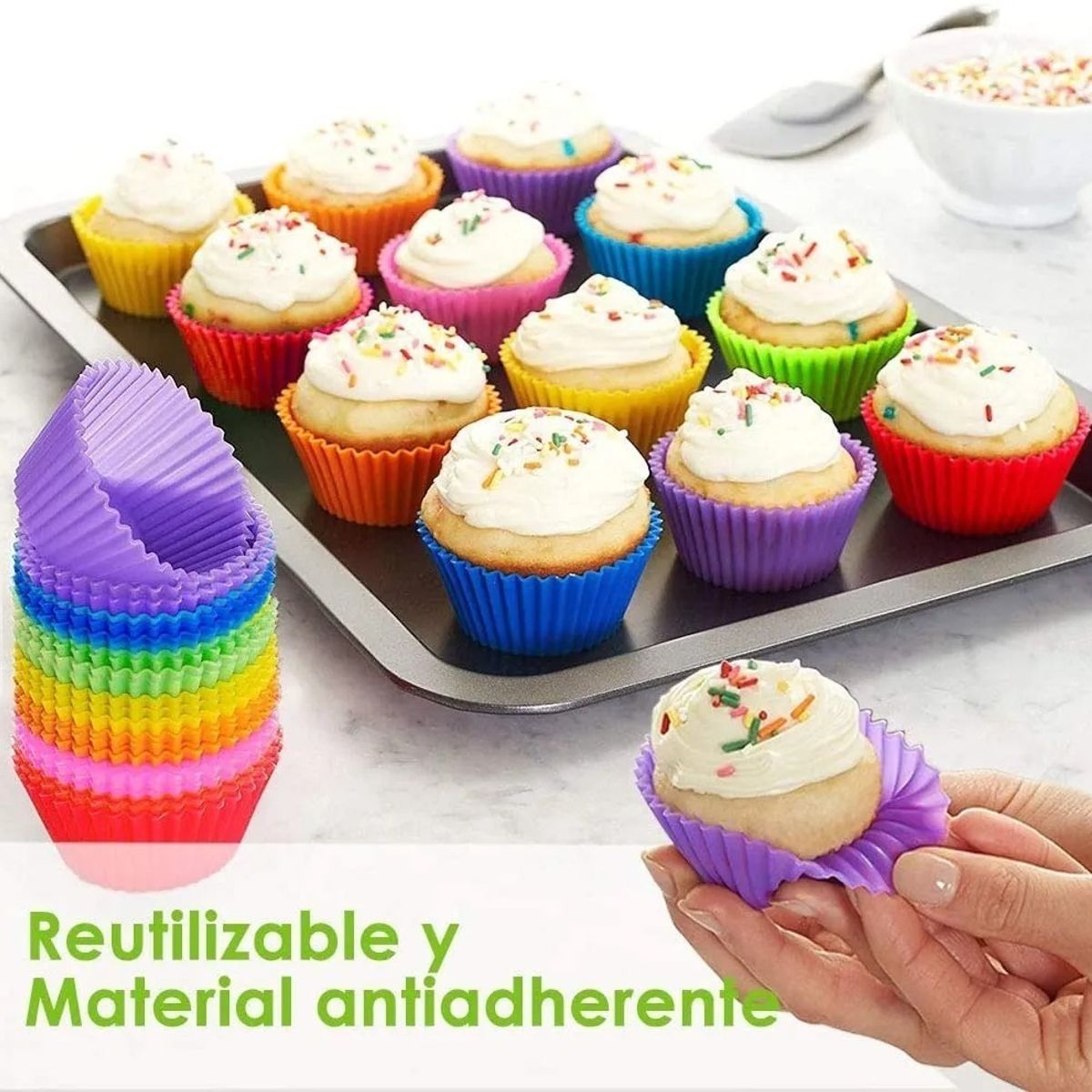 U BUY - 12 Moldes Para Cupcakes Magdalenas Muffins Silicona Hornear
